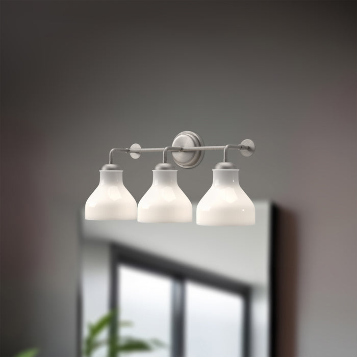 Westlake Three Light Bathroom Fixtures Brushed Nickel/Glossy Opal Glass-Bathroom Fixtures-Alora-Lighting Design Store