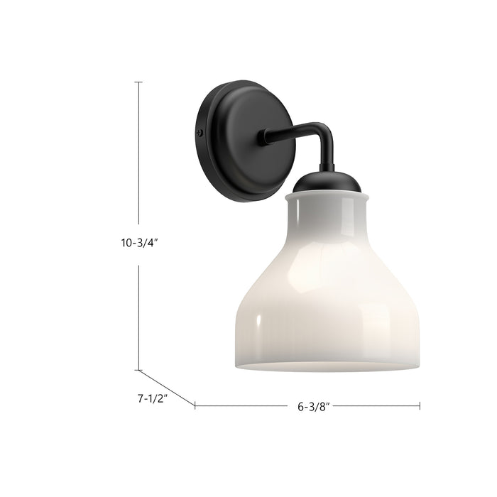 Westlake One Light Vanity Glossy Opal Glass/Matte Black-Sconces-Alora-Lighting Design Store