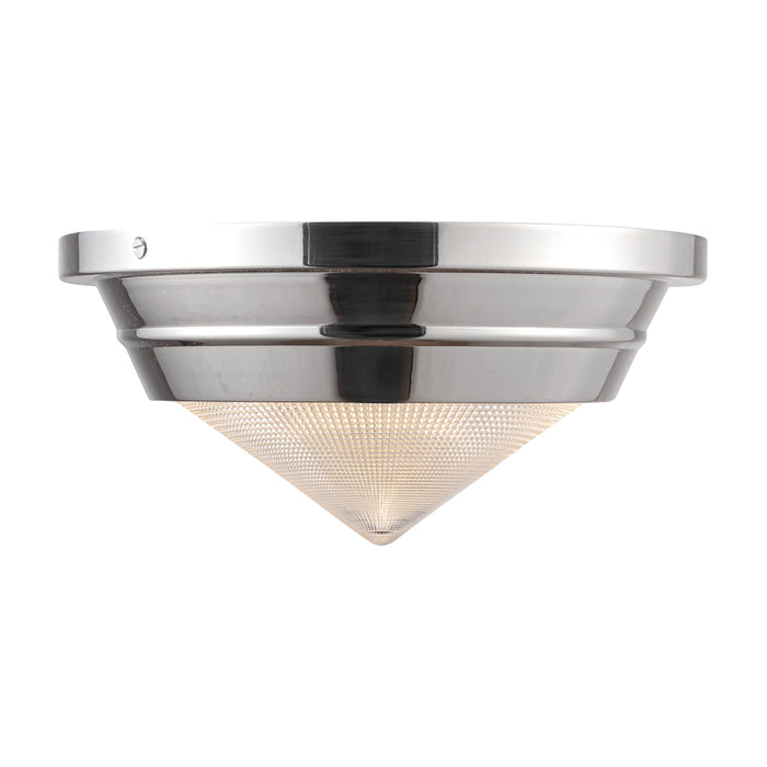 Willard One Light Flush Mount Polished Nickel/Prismatic Glass-Flush Mounts-Alora-Lighting Design Store