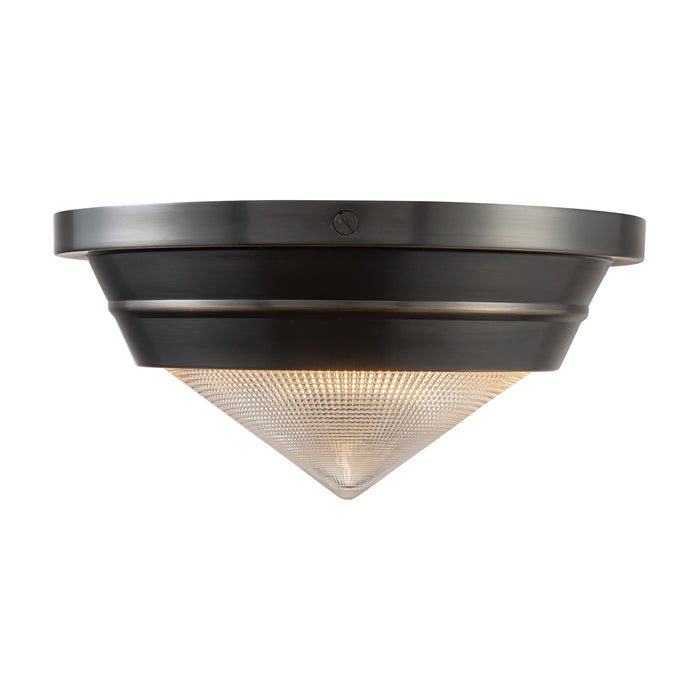 Willard One Light Flush Mount Urban Bronze/Prismatic Glass-Flush Mounts-Alora-Lighting Design Store