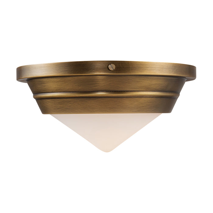 Willard One Light Flush Mount Vintage Brass/Opal Matte Glass-Flush Mounts-Alora-Lighting Design Store