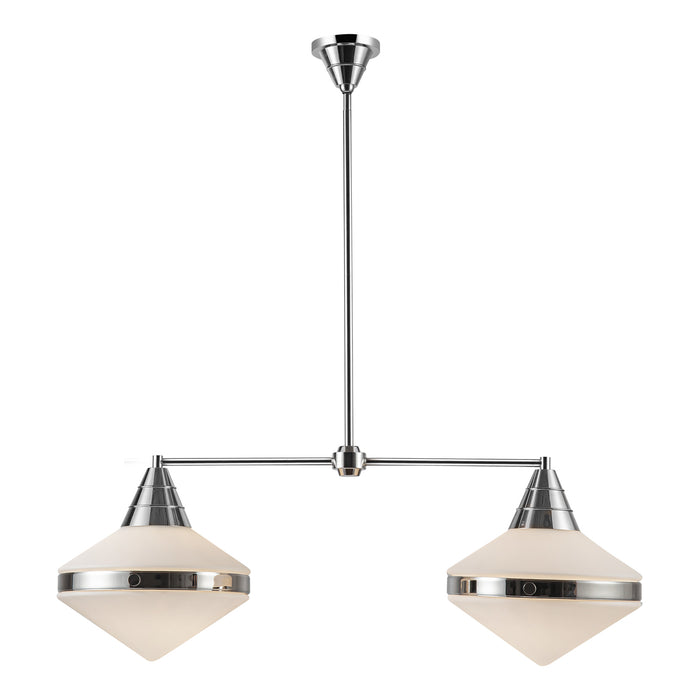 Willard Two Light Linear Pendant Polished Nickel/Opal Matte Glass-Linear/Island-Alora-Lighting Design Store