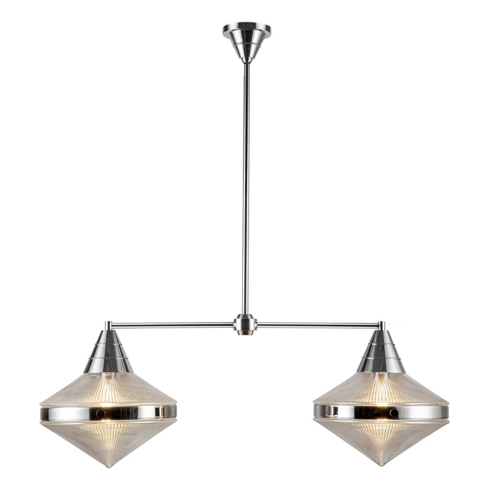 Willard Two Light Linear Pendant Polished Nickel/Prismatic Glass-Linear/Island-Alora-Lighting Design Store