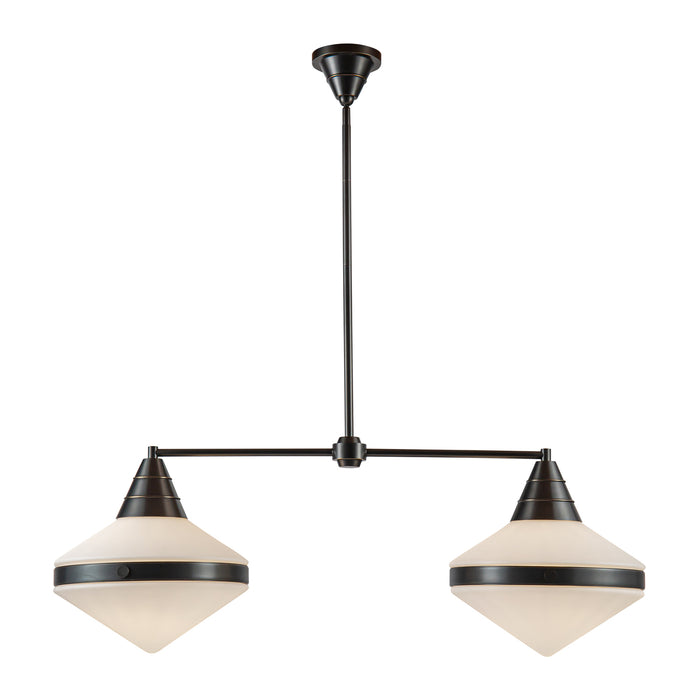 Willard Two Light Linear Pendant Urban Bronze/Opal Matte Glass-Linear/Island-Alora-Lighting Design Store