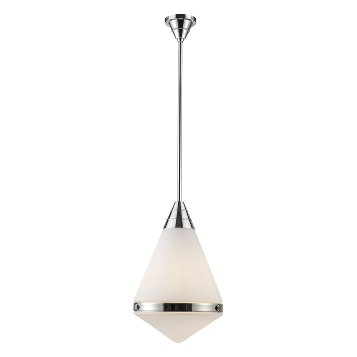 Willard One Light Pendant Polished Nickel/Opal Matte Glass-Pendants-Alora-Lighting Design Store