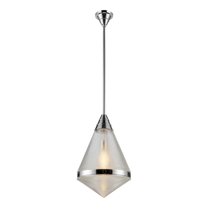 Willard One Light Pendant Polished Nickel/Prismatic Glass-Pendants-Alora-Lighting Design Store