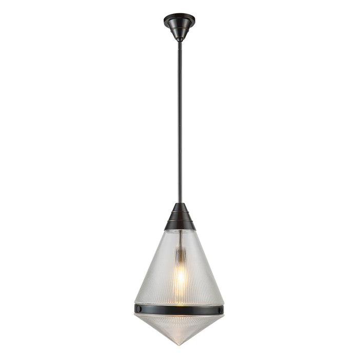 Willard One Light Pendant Urban Bronze/Prismatic Glass-Pendants-Alora-Lighting Design Store