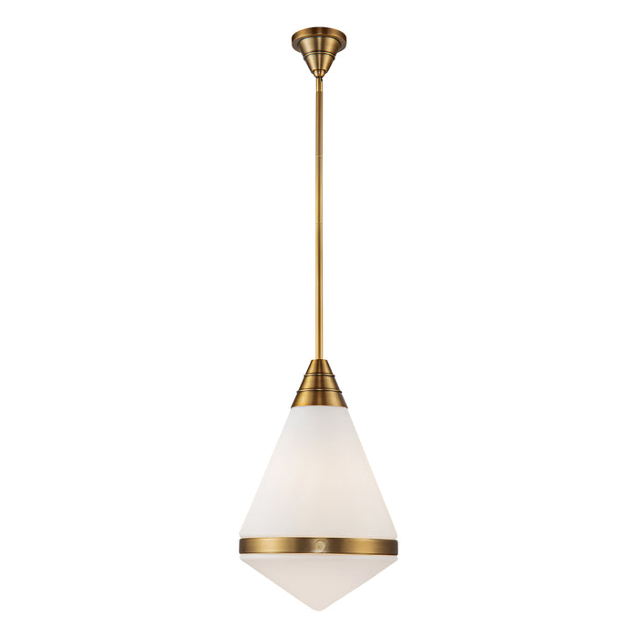 Willard One Light Pendant Vintage Brass/Opal Matte Glass-Pendants-Alora-Lighting Design Store