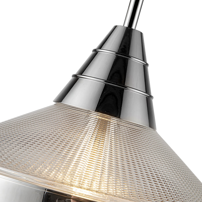 Willard One Light Pendant Polished Nickel/Prismatic Glass-Pendants-Alora-Lighting Design Store