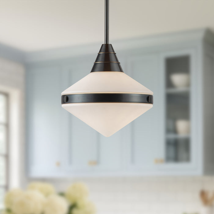Willard One Light Pendant Urban Bronze/Opal Matte Glass-Pendants-Alora-Lighting Design Store