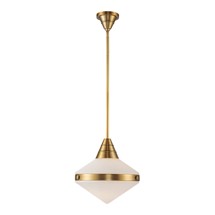 Willard One Light Pendant Vintage Brass/Opal Matte Glass-Pendants-Alora-Lighting Design Store