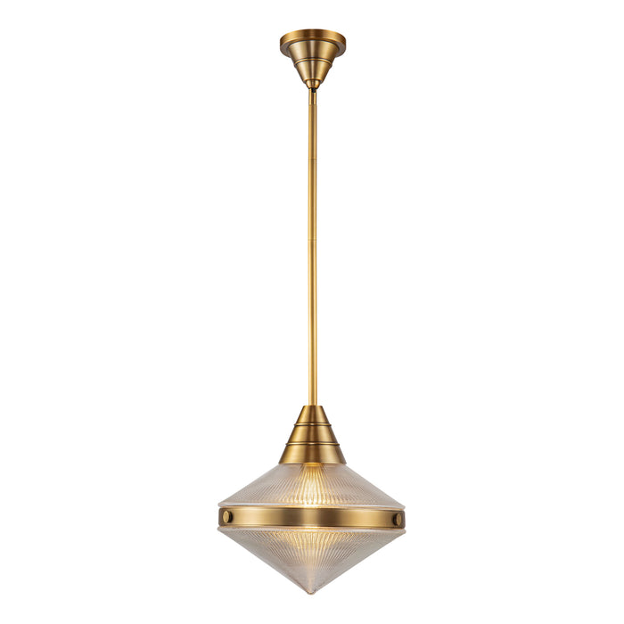 Willard One Light Pendant Vintage Brass/Prismatic Glass-Pendants-Alora-Lighting Design Store