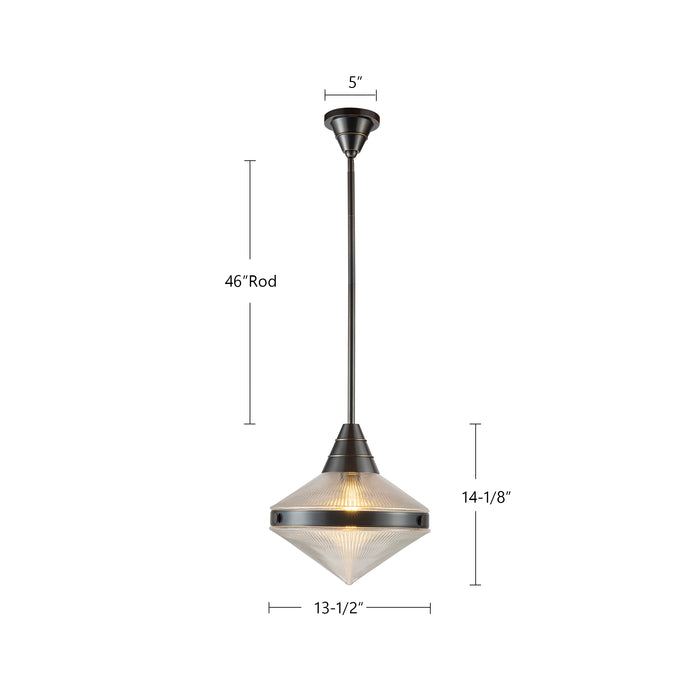 Willard One Light Pendant Vintage Brass/Prismatic Glass-Pendants-Alora-Lighting Design Store