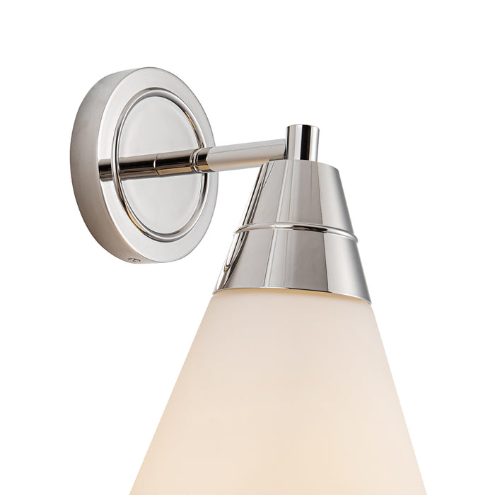 Willard One Light Wall Sconce Polished Nickel/Opal Matte Glass-Sconces-Alora-Lighting Design Store