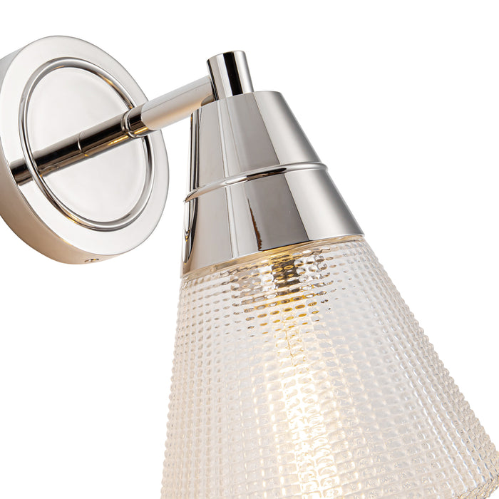 Willard One Light Wall Sconce Polished Nickel/Prismatic Glass-Sconces-Alora-Lighting Design Store