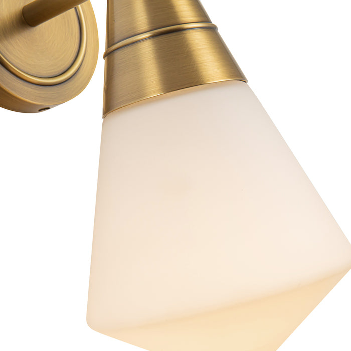 Willard One Light Wall Sconce Vintage Brass/Opal Matte Glass-Sconces-Alora-Lighting Design Store