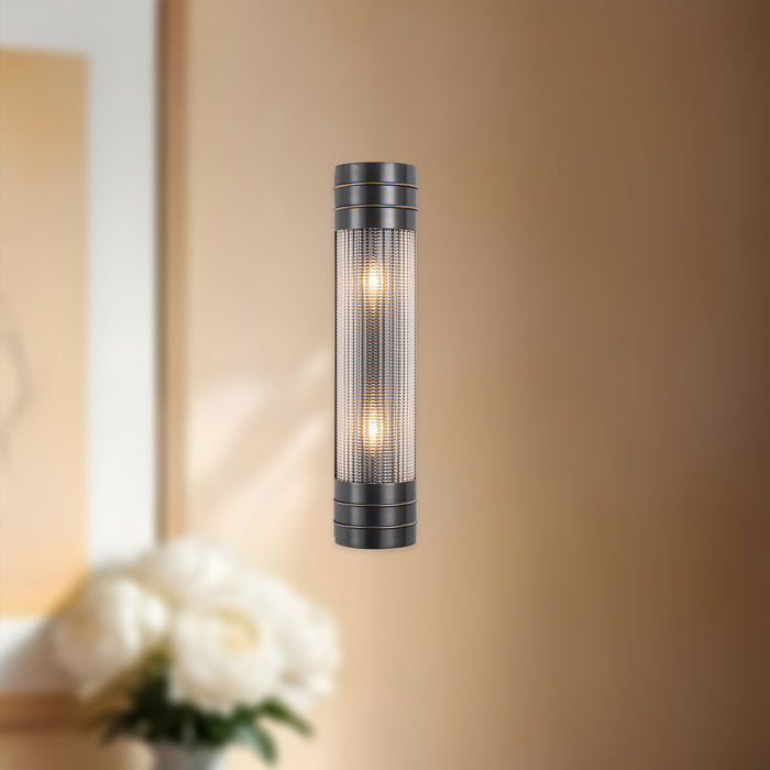 Willard Two Light Vanity Urban Bronze/Prismatic Glass-Bathroom Fixtures-Alora-Lighting Design Store