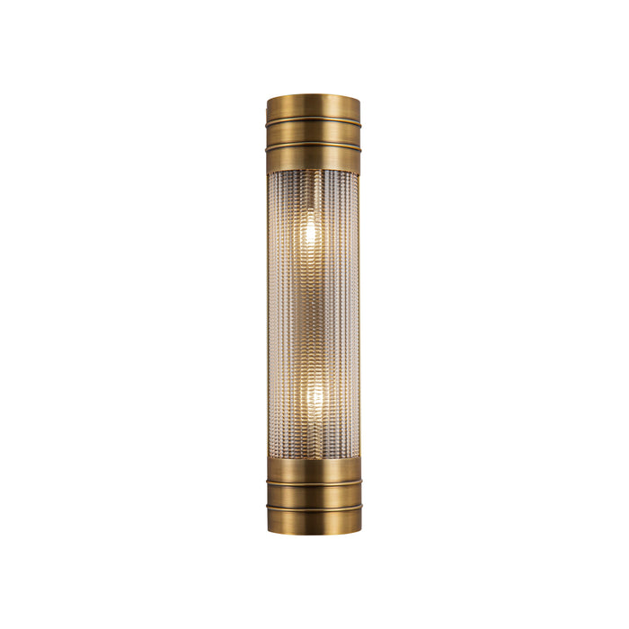 Willard Two Light Vanity Vintage Brass/Prismatic Glass-Bathroom Fixtures-Alora-Lighting Design Store