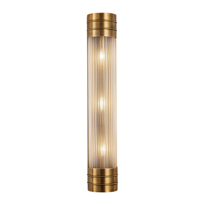 Willard Three Light Vanity Vintage Brass/Prismatic Glass-Bathroom Fixtures-Alora-Lighting Design Store