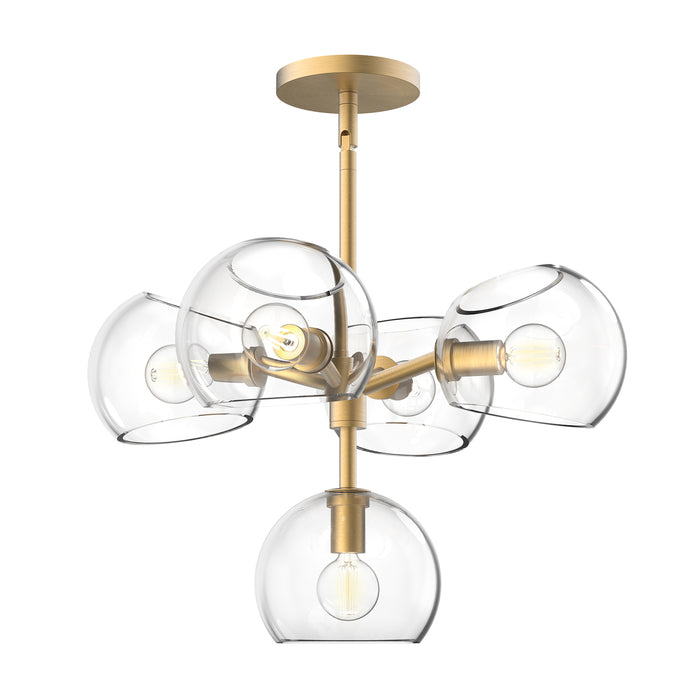 Willow Five Light Chandelier Brushed Gold/Clear Glass-Mini Chandeliers-Alora-Lighting Design Store