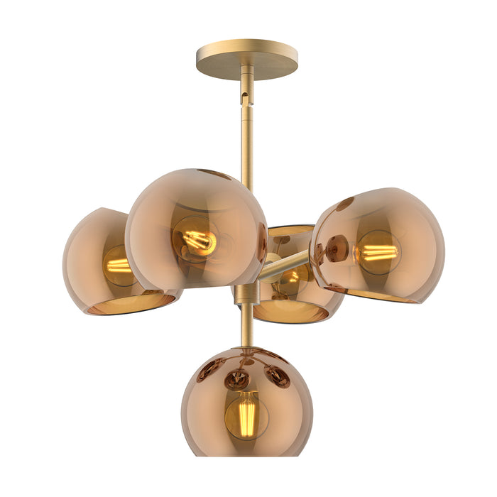Willow Five Light Chandelier Brushed Gold/Copper Glass-Mini Chandeliers-Alora-Lighting Design Store