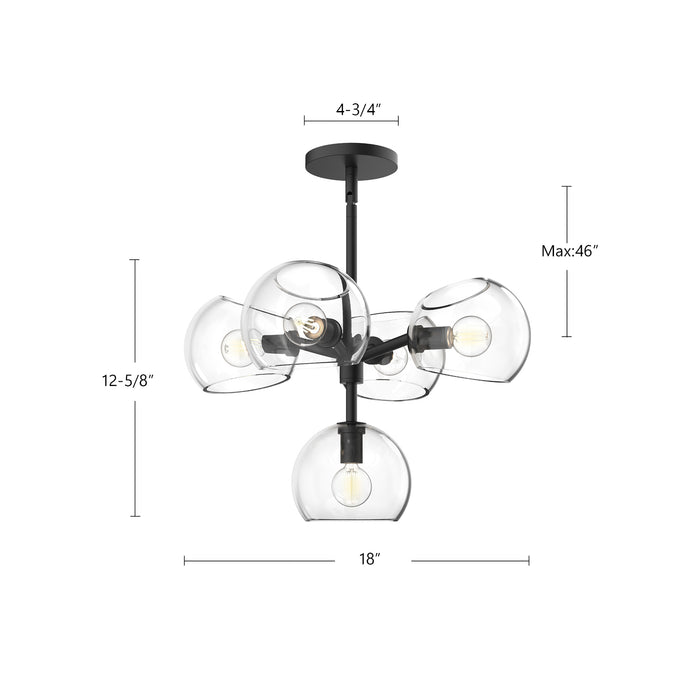 Willow Five Light Chandelier Brushed Gold/Clear Glass-Mini Chandeliers-Alora-Lighting Design Store