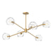 Willow Six Light Chandelier Brushed Gold/Clear Glass-Mid. Chandeliers-Alora-Lighting Design Store