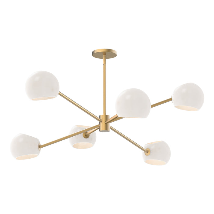 Willow Six Light Chandelier Brushed Gold/Opal Matte Glass-Mid. Chandeliers-Alora-Lighting Design Store