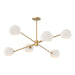 Willow Six Light Chandelier Brushed Gold/Opal Matte Glass-Mid. Chandeliers-Alora-Lighting Design Store