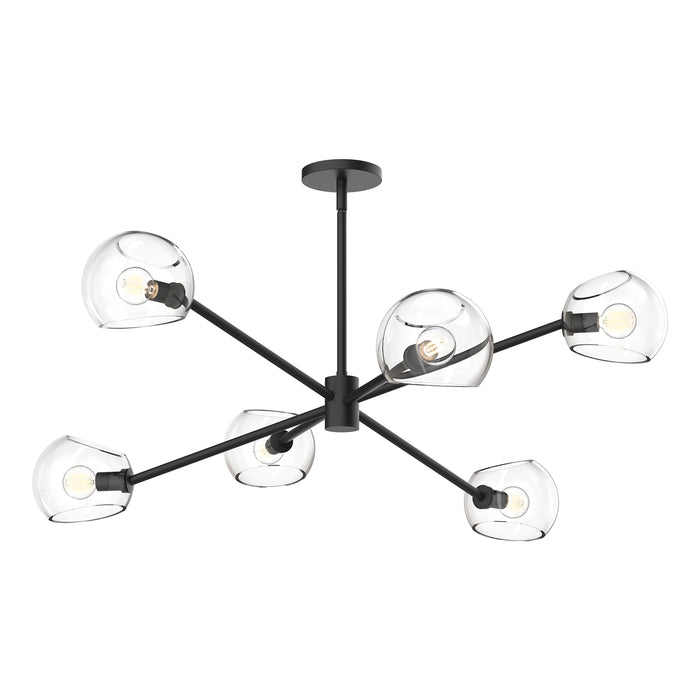 Willow Six Light Chandelier Clear Glass/Matte Black-Mid. Chandeliers-Alora-Lighting Design Store