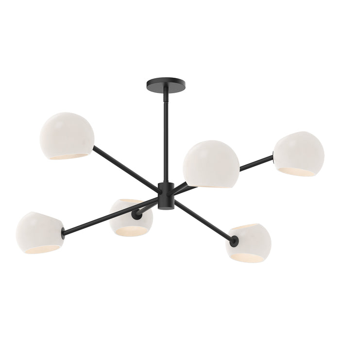 Willow Six Light Chandelier Matte Black/Opal Matte Glass-Mid. Chandeliers-Alora-Lighting Design Store