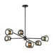 Willow Six Light Chandelier Matte Black/Smoked Solid Glass-Mid. Chandeliers-Alora-Lighting Design Store