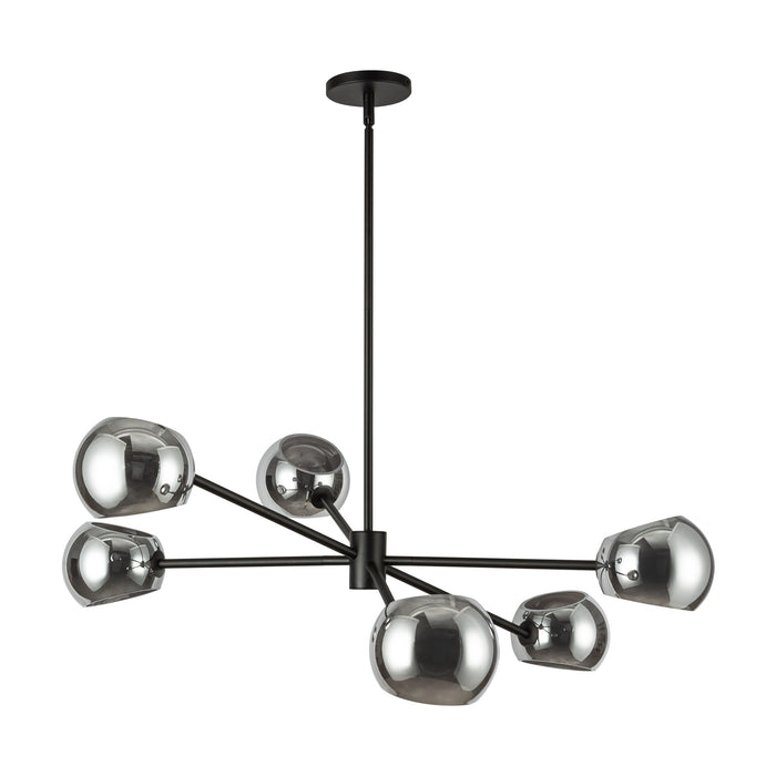 Willow Six Light Chandelier Matte Black/Smoked Solid Glass-Mid. Chandeliers-Alora-Lighting Design Store