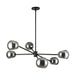 Willow Six Light Chandelier Matte Black/Smoked Solid Glass-Mid. Chandeliers-Alora-Lighting Design Store
