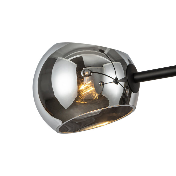 Willow Six Light Chandelier Matte Black/Smoked Solid Glass-Mid. Chandeliers-Alora-Lighting Design Store