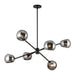 Willow Six Light Chandelier Matte Black/Smoked Solid Glass-Mid. Chandeliers-Alora-Lighting Design Store