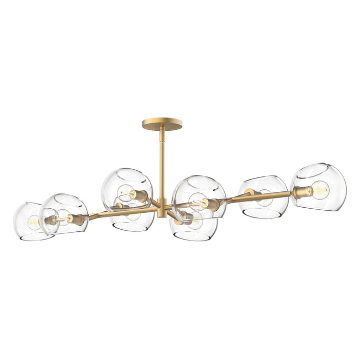 Willow Eight Light Linear Pendant Brushed Gold/Clear Glass-Linear/Island-Alora-Lighting Design Store