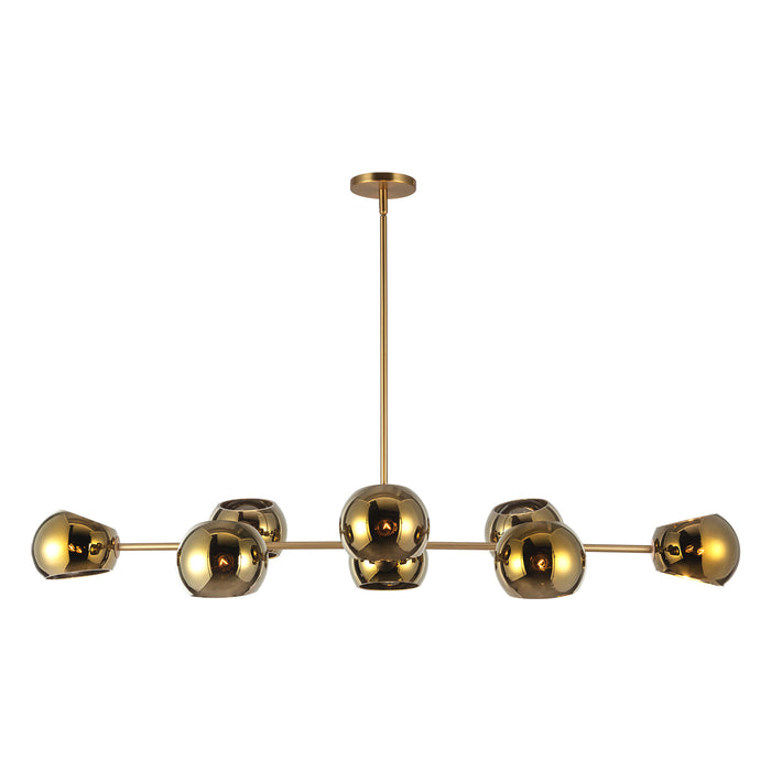 Willow Eight Light Linear Pendant Brushed Gold/Copper Glass-Linear/Island-Alora-Lighting Design Store