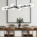Willow Eight Light Linear Pendant Clear Glass/Matte Black-Linear/Island-Alora-Lighting Design Store