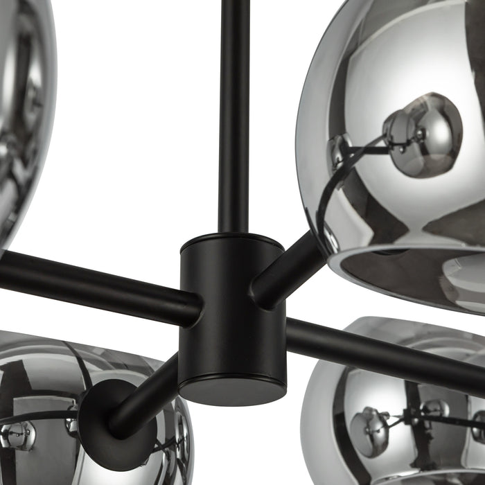 Willow Eight Light Linear Pendant Matte Black/Smoked Solid Glass-Linear/Island-Alora-Lighting Design Store