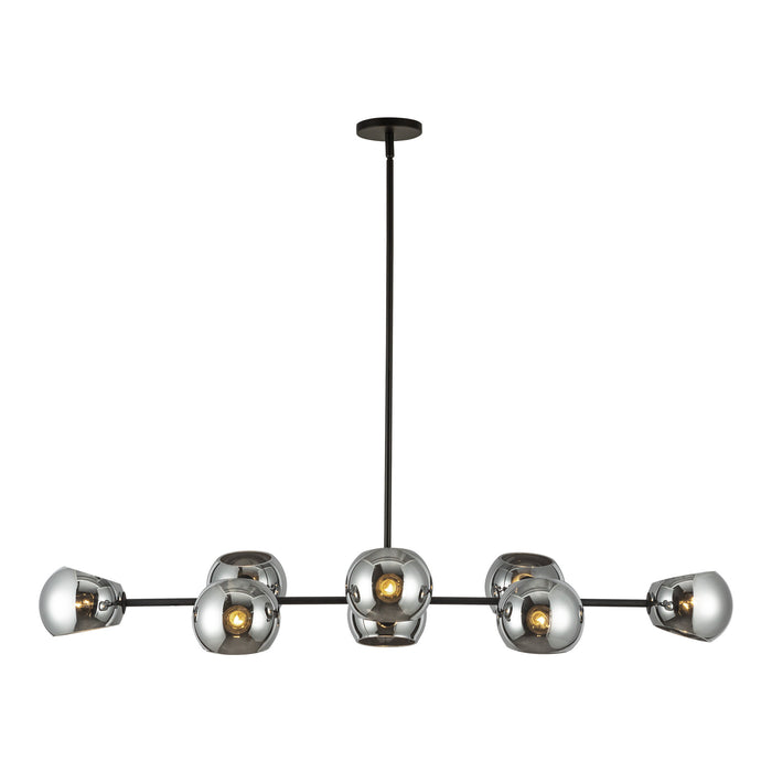 Willow Eight Light Linear Pendant Matte Black/Smoked Solid Glass-Linear/Island-Alora-Lighting Design Store