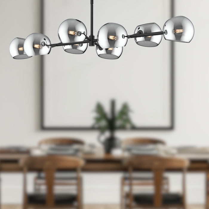 Willow Eight Light Linear Pendant Matte Black/Smoked Solid Glass-Linear/Island-Alora-Lighting Design Store