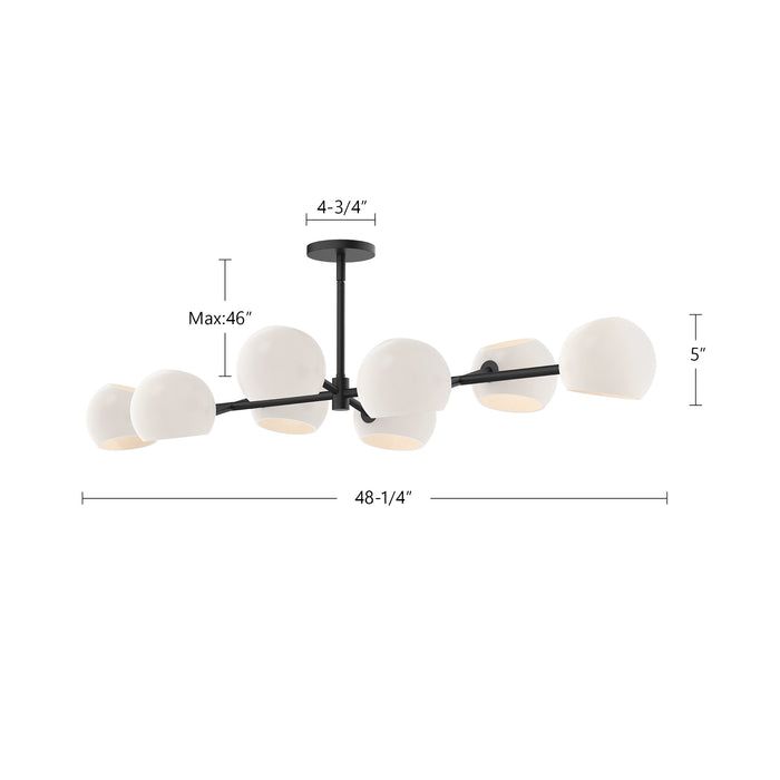 Willow Eight Light Linear Pendant Clear Glass/Matte Black-Linear/Island-Alora-Lighting Design Store