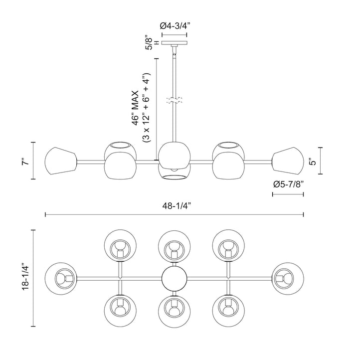 Willow Eight Light Linear Pendant Brushed Gold/Opal Matte Glass-Linear/Island-Alora-Lighting Design Store