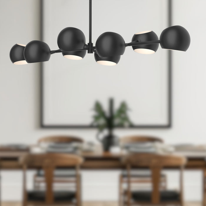 Willow Eight Light Linear Pendant Matte Black-Linear/Island-Alora-Lighting Design Store