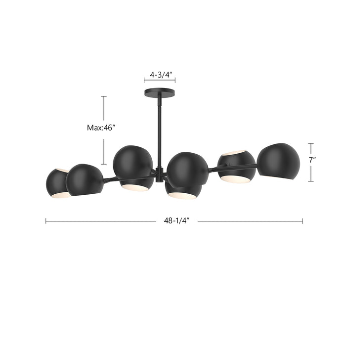 Willow Eight Light Linear Pendant Matte Black-Linear/Island-Alora-Lighting Design Store