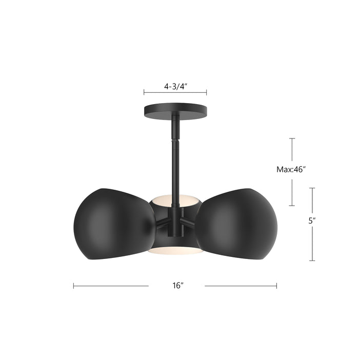 Willow Three Light Pendant Matte Black-Semi-Flush Mts.-Alora-Lighting Design Store