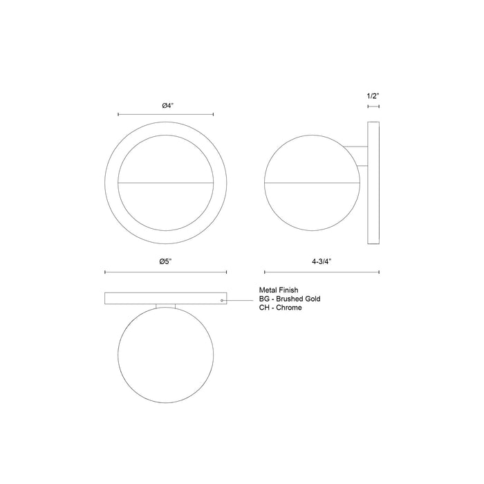 Pluto LED Wall Sconce Brushed Gold-Sconces-Kuzco Lighting-Lighting Design Store