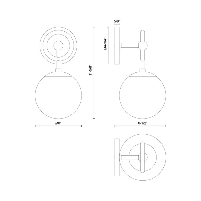 Fiore One Light Wall Vanity Matte Black/Glossy Opal Glass-Sconces-Alora-Lighting Design Store