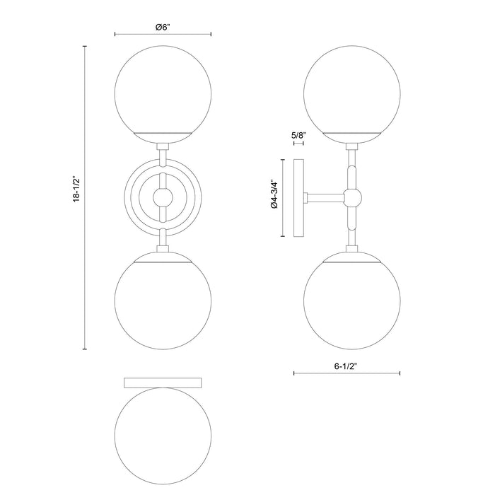 Fiore Two Light Wall Vanity Brushed Gold/Glossy Opal Glass-Sconces-Alora-Lighting Design Store